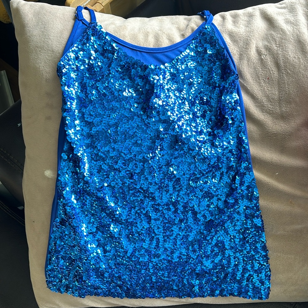 NWOT Blue sequined top size small